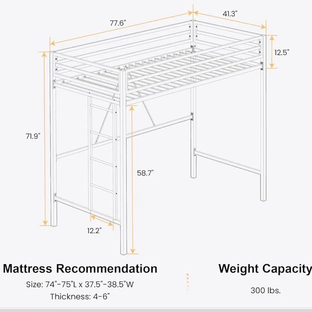 Cama Tipo Loft de Metal Blanca con Colchón Incluido 2