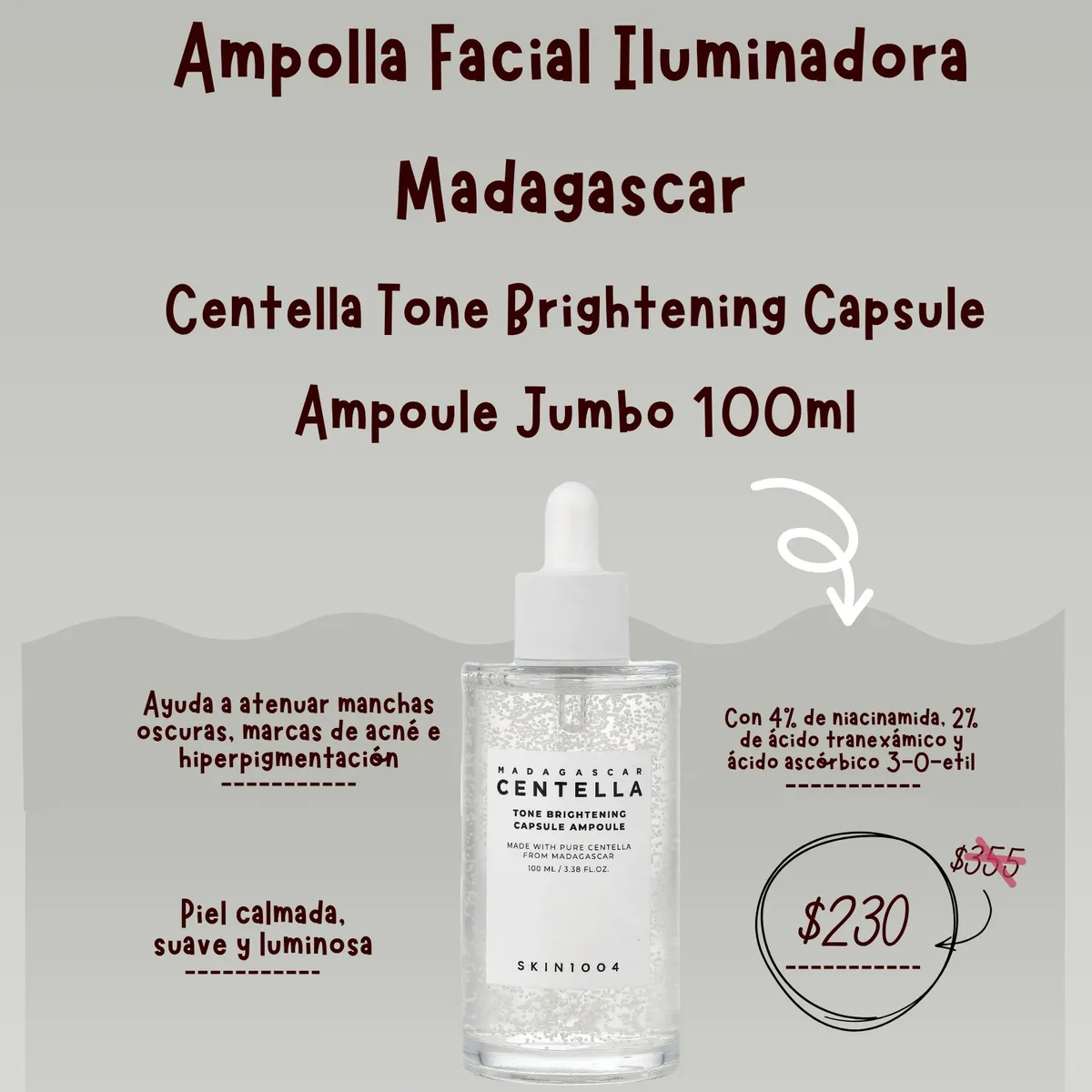 SKIN1004 Ampolla Facial Iluminadora Madagascar Centella 100ml 1