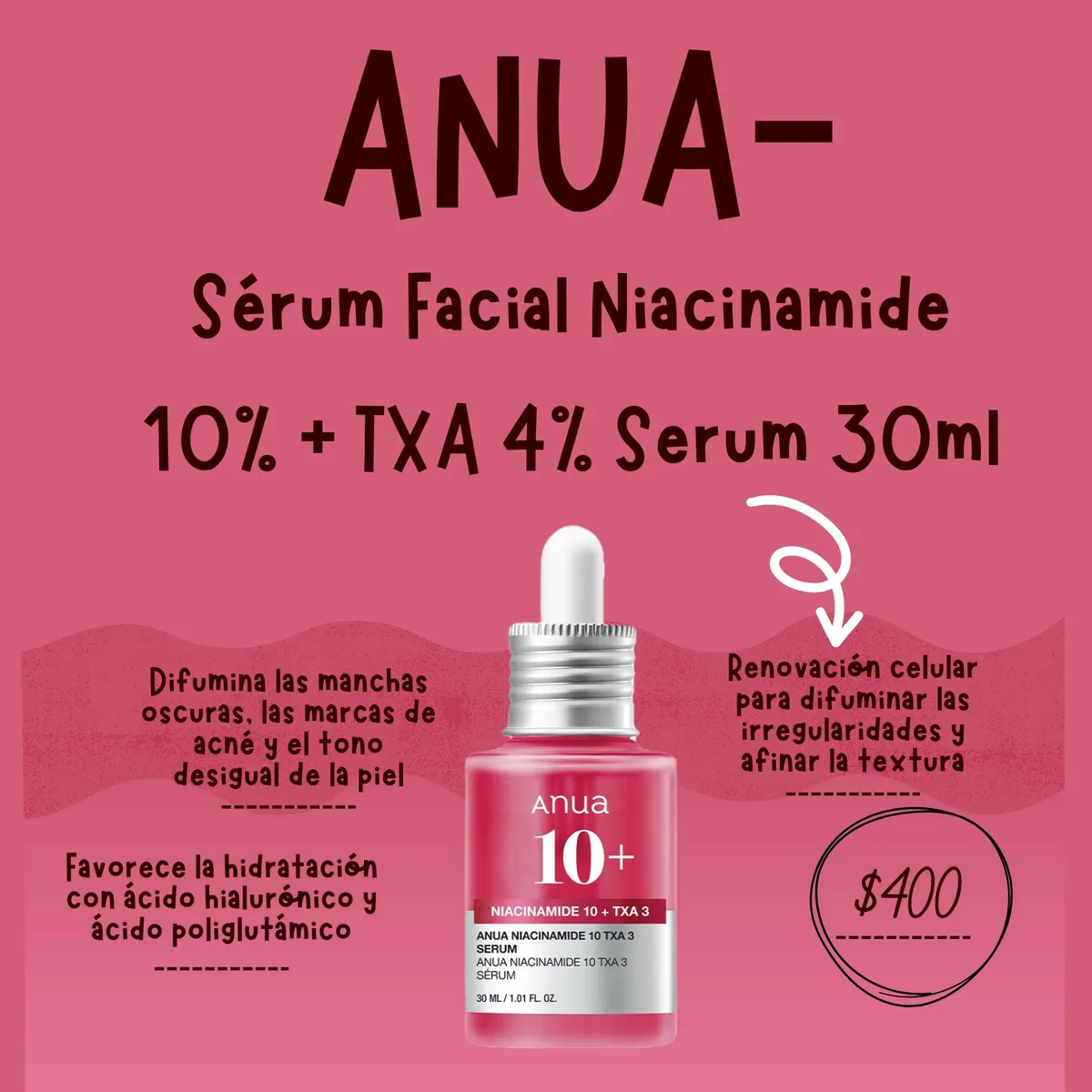 Anua Sérum Facial Niacinamide 10% + TXA 4% - 30ml 1