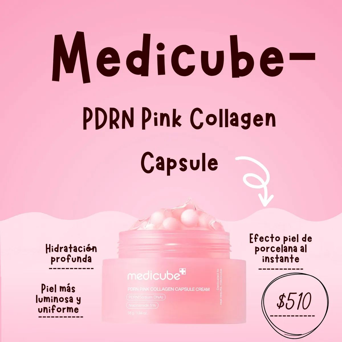 Medicube PDRN Pink Collagen Capsule Cream 55g - Piel de Porcelana 1