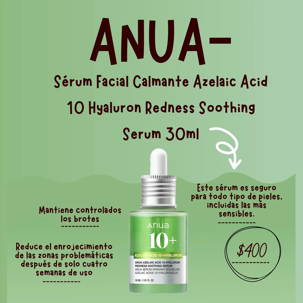 Anua Sérum Facial Calmante Azelaic Acid 10 Hyaluron Redness 1