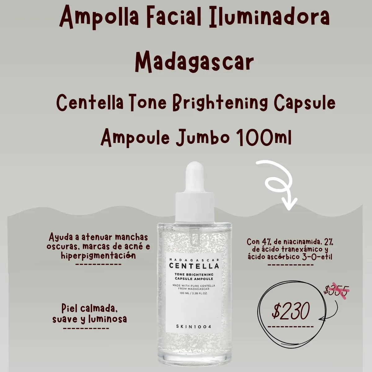 SKIN1004 Madagascar Centella Ampolla Iluminadora Jumbo 100ml 1